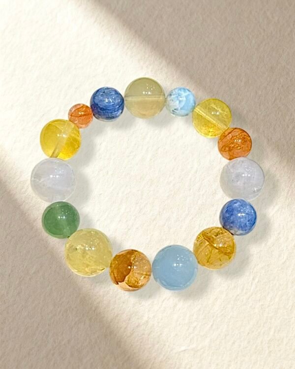 Rainbow Bracelet Citrine Hematoid Quartz Aquamarine Fluorite Bracelet