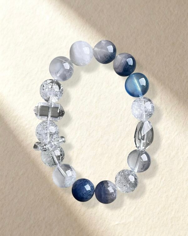 Aquamarine White Azeztulite Clear Quartz Bracelet