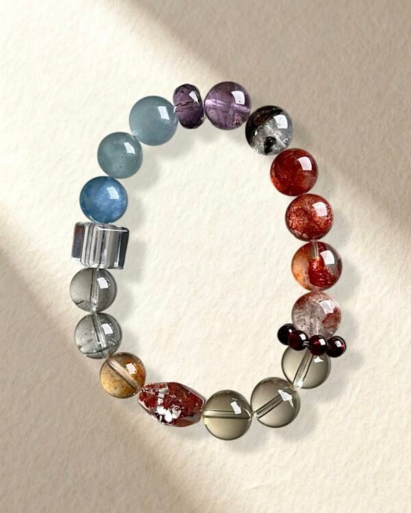 Rainbow Bracelet Natural Clear Quartz Citrine Amethyst Aquamarine Bracelet