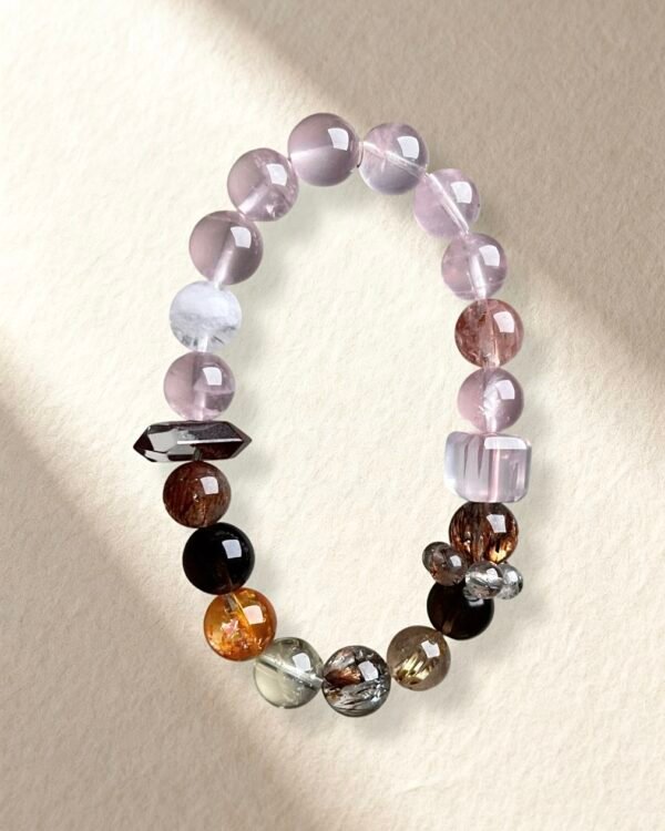 Natural Rose Quartz Smoky Quartz Rutilated Quartz Bracelet