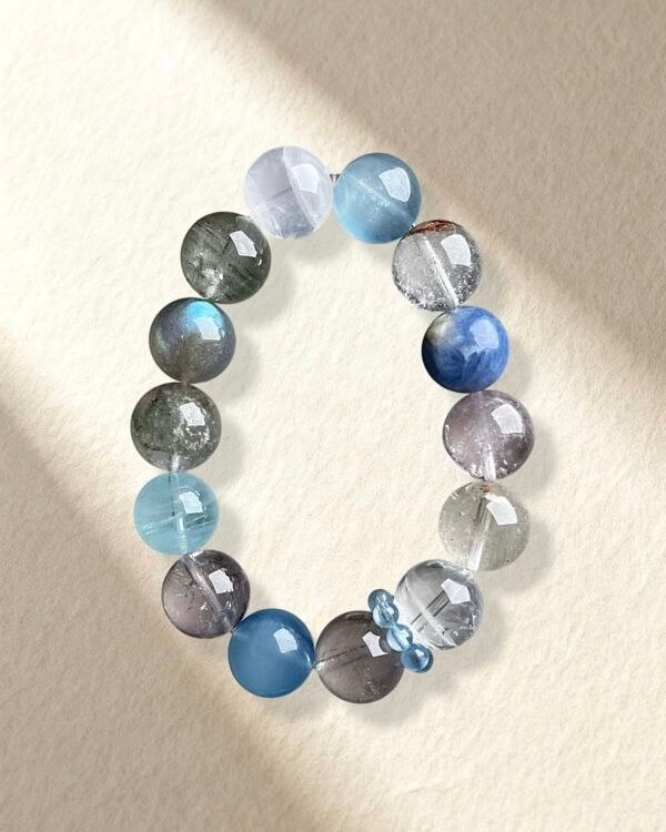 Natural Green Phantom Quartz Aquamarine Bracelet