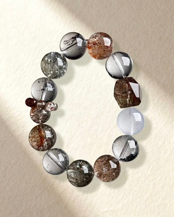 Natural Black Golden Super Seven Black Herkimer Diamond Bracelet