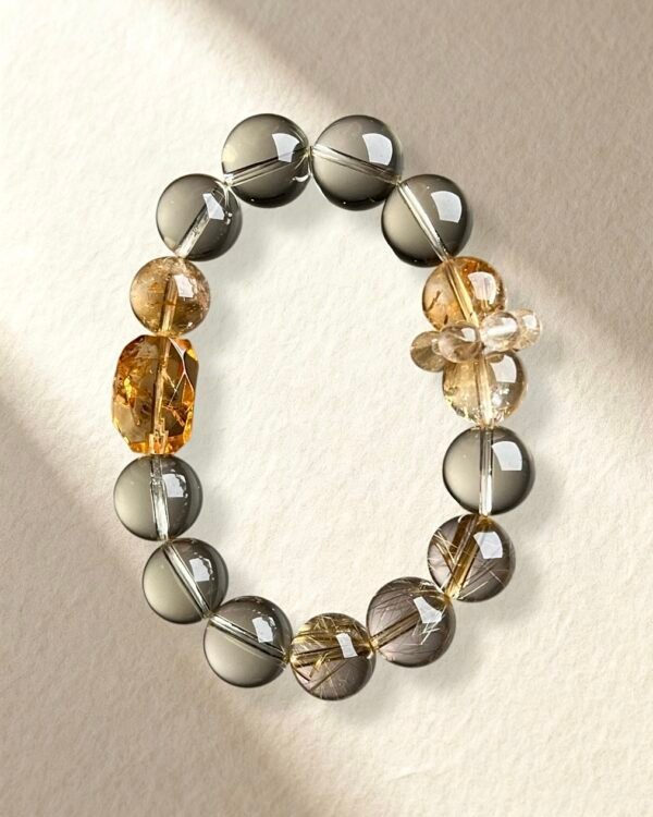 Natural Pure Citrine Golden Rutilated Quartz Bracelet