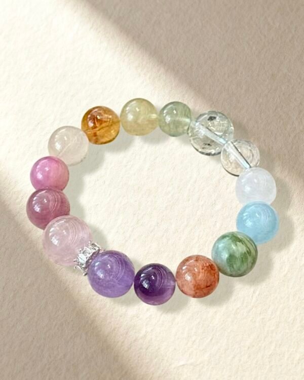 Rainbow Bracelet Clear Quartz Rose Quartz Amethyst Bracelet
