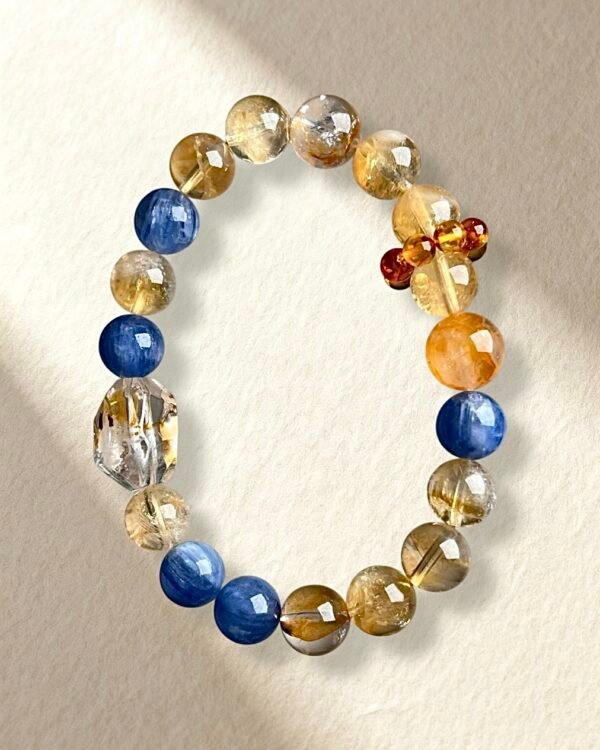 Natural Yellow Azeztulite Hematoid Quartz Kyanite Bracelet
