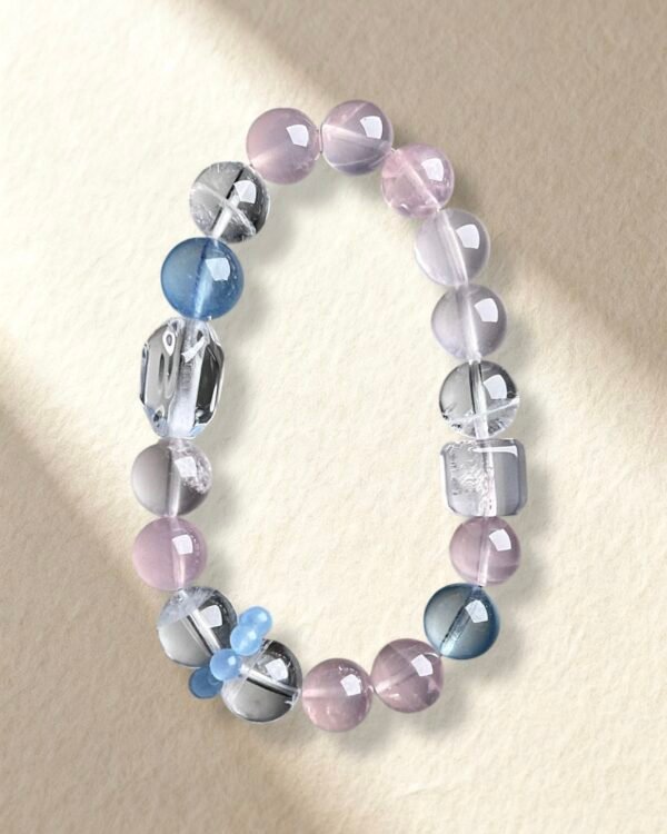 Natural Clear Quartz Rose Quartz Aquamarine Bracelet