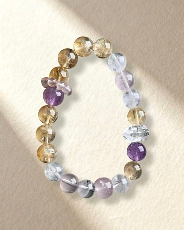 White Azeztulite Citrine Azeztulite Rose Quartz Bracelet
