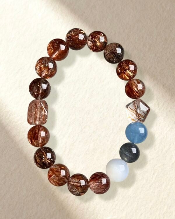 Natural Black Golden Super Seven Aquamarine Moonstone Bracelet