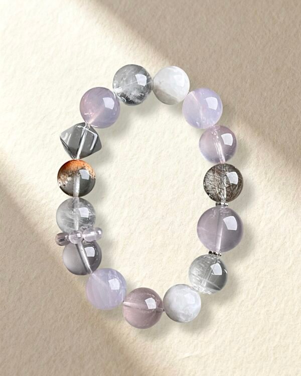 Natural Rose Quartz White Snowflake Phantom Quartz Bracelet