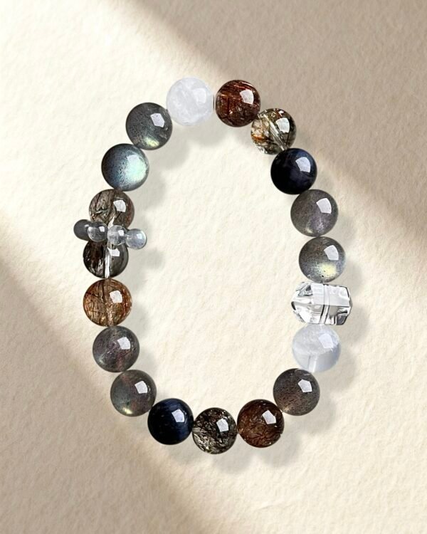 Natural Clear Quartz Moonstone Rutilated Quartz Bracelet