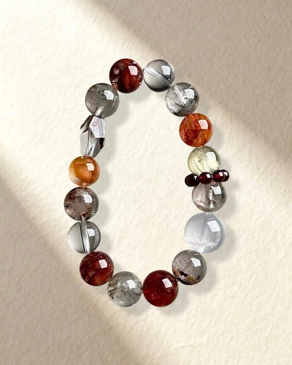 Black Rutilated Quartz Hematoid Quartz Clear Quartz Bracelet
