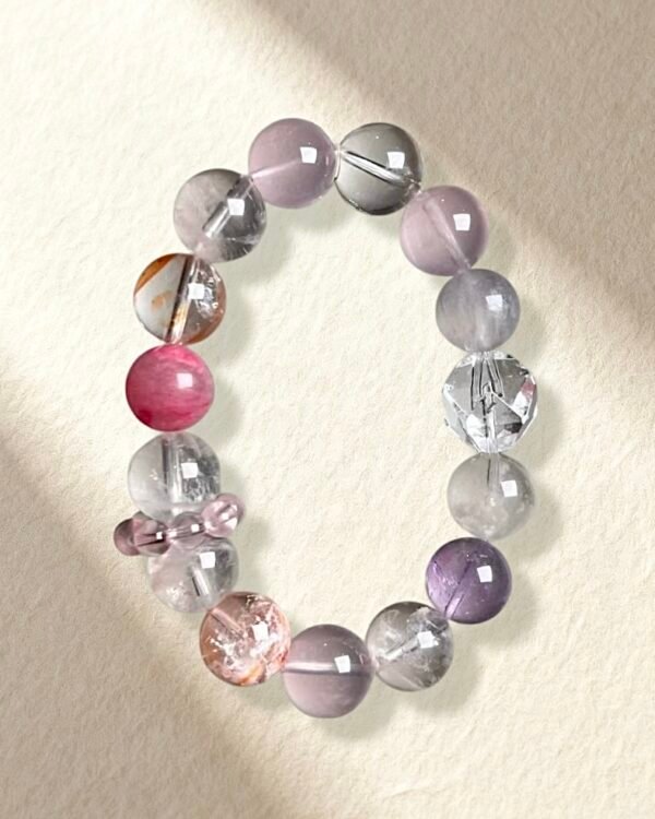 Natural Rose Quart Clear Quart Bracelet