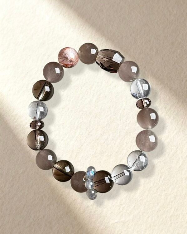 Natural Smoky Quartz Gray Rutilated Quartz Bracelet