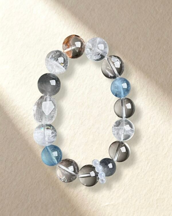 Aquamarine White Phantom Quartz Clear Quartz Bracelet