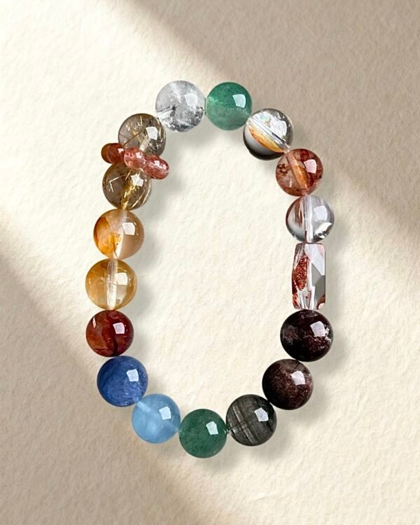 Natural Golden Rutilated Quartz Hematoid Quartz Phantom Quartz Bracelet