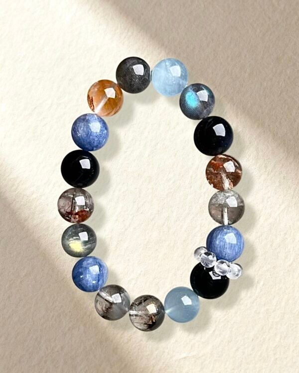 Gray Moonstone Blue Tiger’s Eye Aquamarine Bracelet