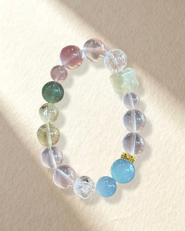 Rose Quartz Lemon Citrine Aquamarine Bracelet