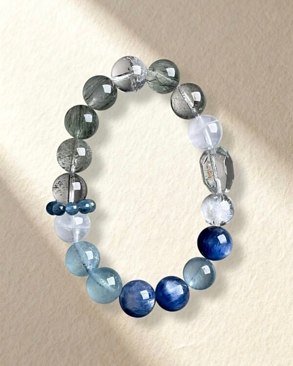 Aquamarine Green Rutilated Quartz Bracelet