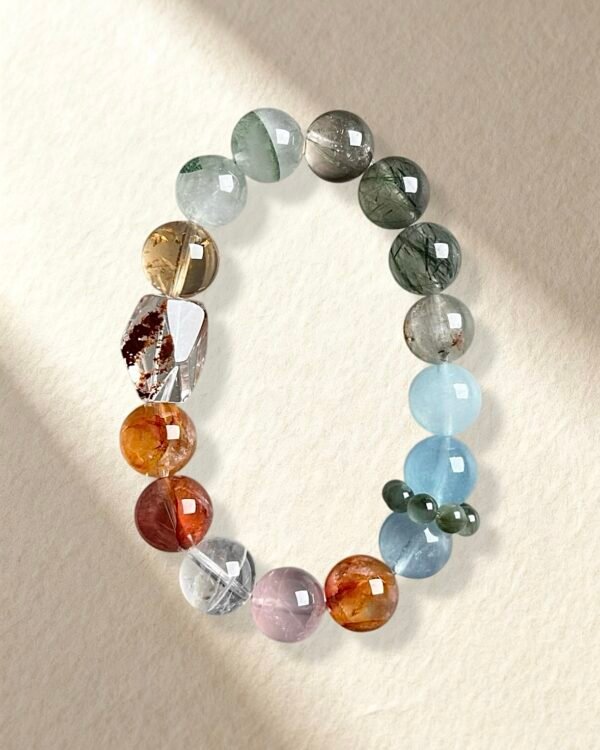 Citrine Rutilated Quartz Hematoid Quartz Bracelet