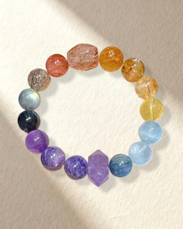 Rainbow Bracelet Amethyst Moonstone Aquamarine Golden Topaz Bracelet