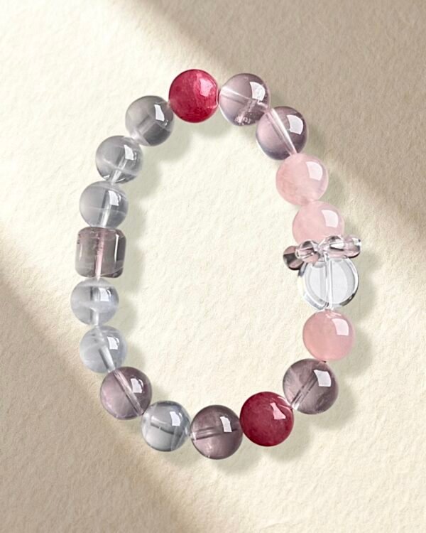 Natural Rose Quartz Pink Rhodonite Clear Quartz Bracelet