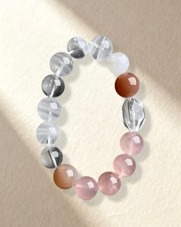 Rose Quartz Clear Quartz Moonstone Bracelet