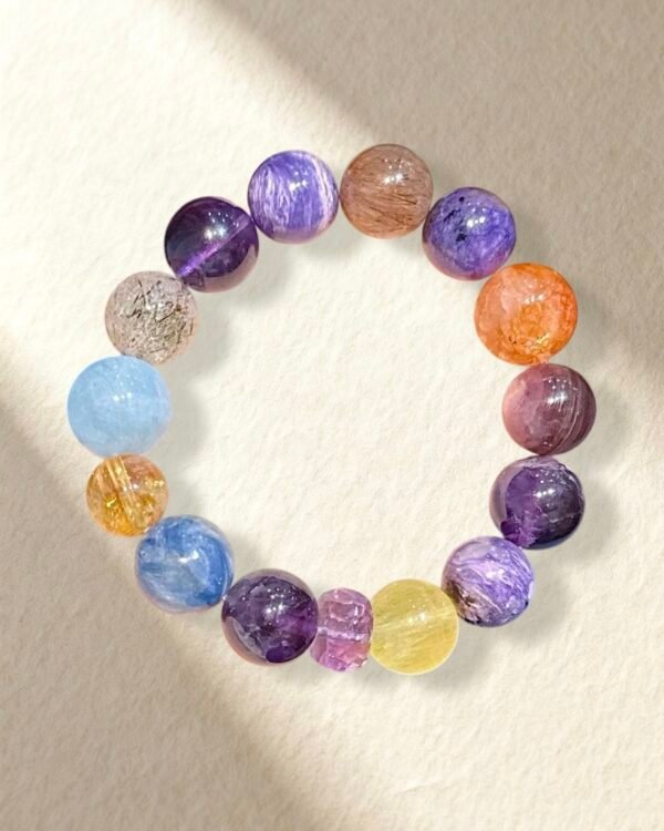 Amethyst Charoite Aquamarine Golden Topaz Kyanite Bracelet