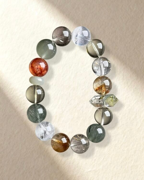 Citrine Green Rutilated Quartz Bracelet