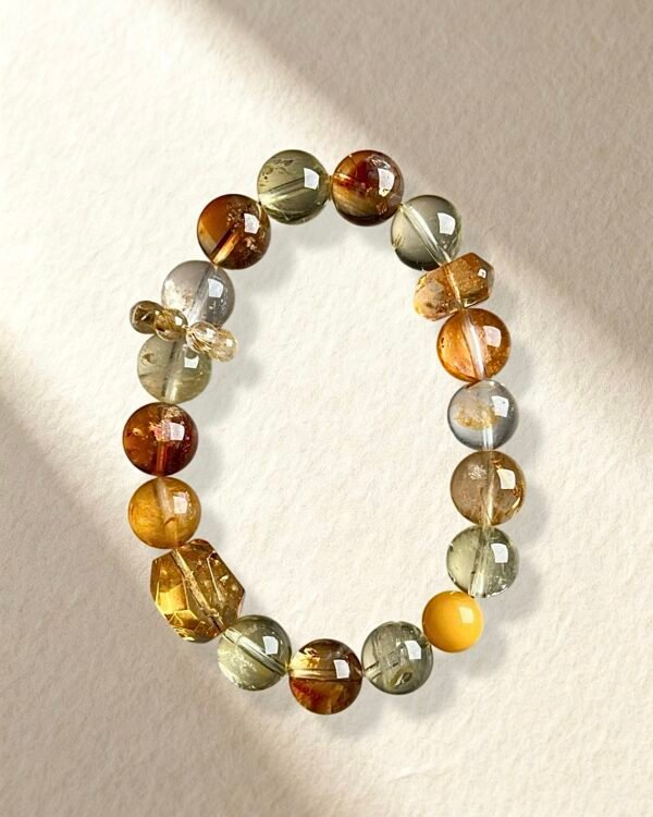 Natural Citrine Yellow Hematoid Quartz Golden Rutilated Quartz Amber Bracelet