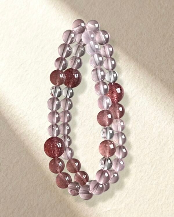 Natural Rose Quartz Strawberry Quartz Clear Quartz Bracelet
