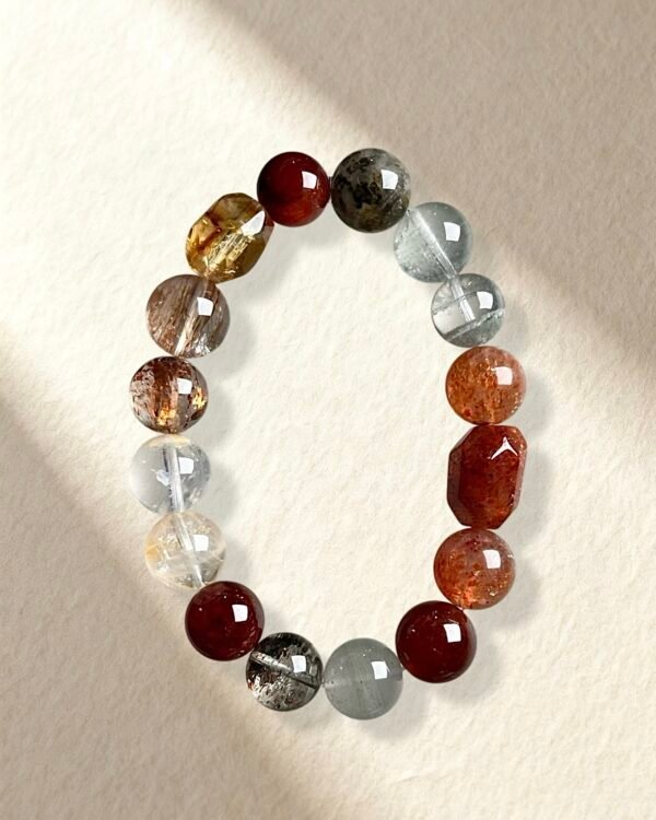 Golden Strawberry Quartz Garnet Rutilated Quartz Bracelet