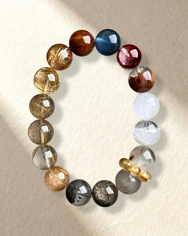Golden Rutilated Quartz Phantom Quartz Bracelet