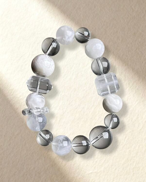 Christmas-Themed Bracelet Clear Quartz and White Snowflake Phantom Quartz Bracelet