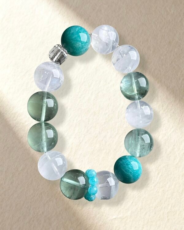 Clear Quartz Fluorite White Phantom Quartz Bracelet