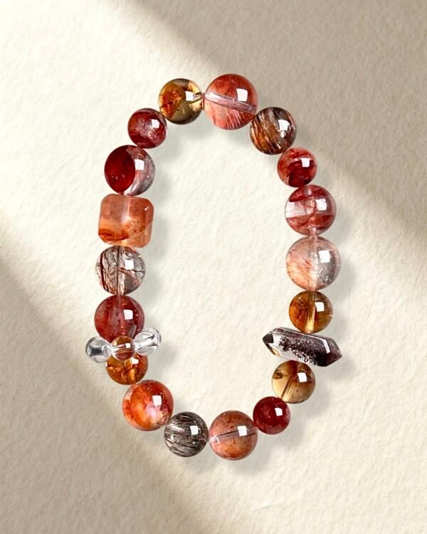 Golden Topaz Red Hematoid Quartz Bracelet