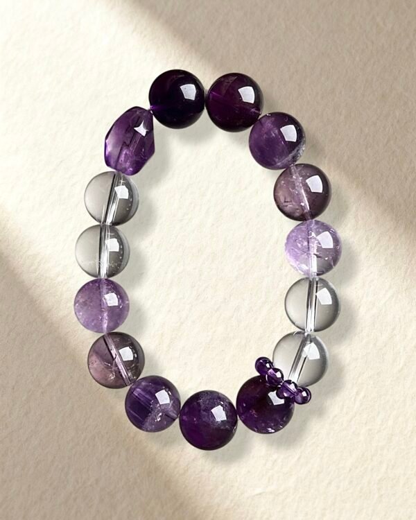 Natural Amethyst and Clear Quartz Bracelet