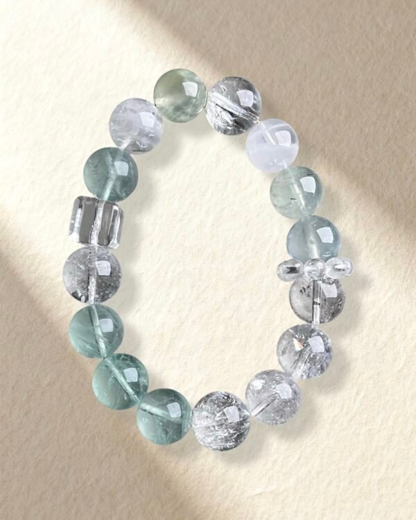 Clear Quartz Green Fluorite Prehnite Bracelet