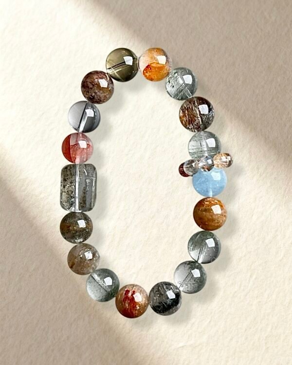 Natural Rutilated Quartz Phantom Quartz Hematoid Quartz Bracelet