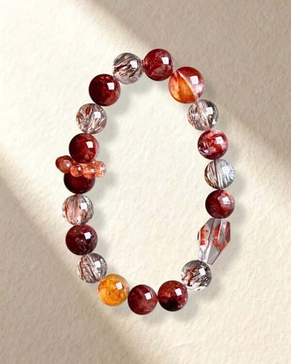 Red Hematoid Quartz Rutilated Quartz Bracelet