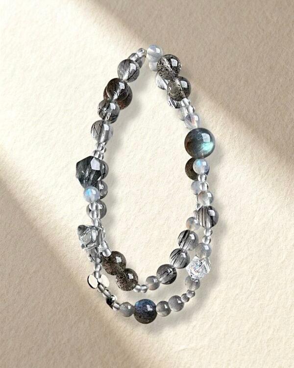 Natural Clear Quartz Gray Moonstone Bracelet