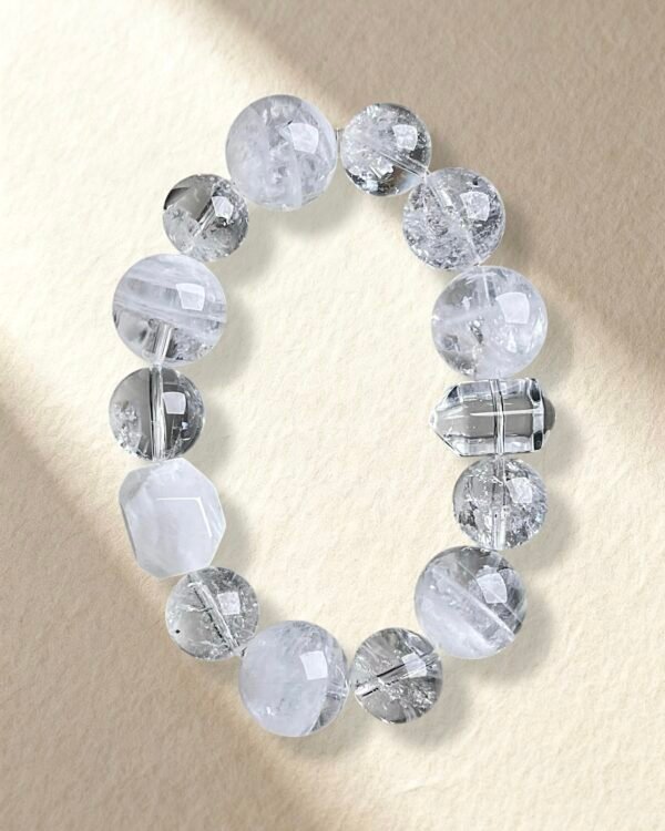 Christmas-Themed Bracelet White Snowflake Quartz Clear Quartz Bracelet