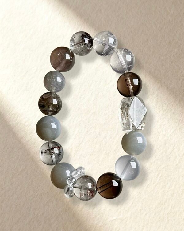 Smoky Quartz Sunstone Phantom Quartz Bracelet