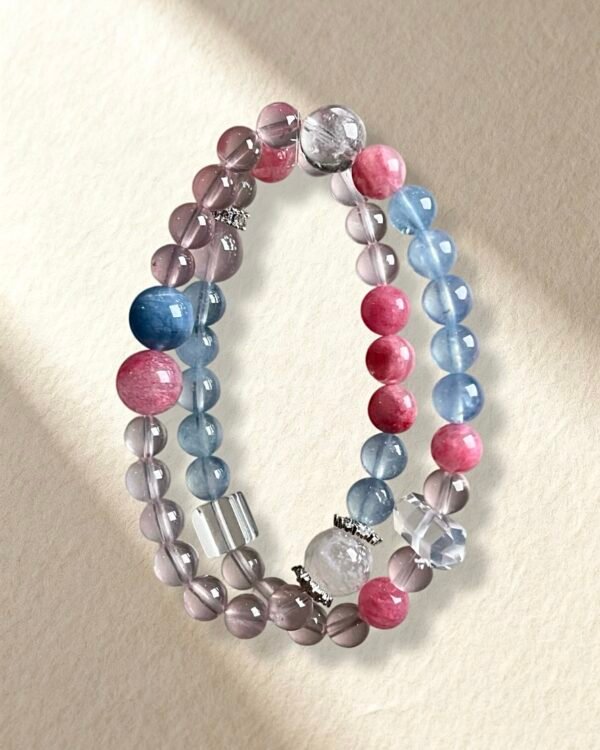 Rose Quartz Aquamarine Rhodonite Bracelet