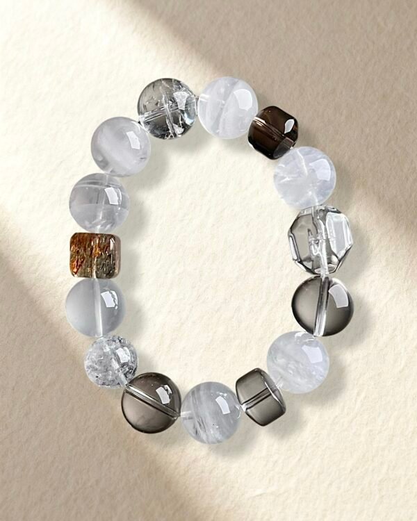 Natural Clear Quartz White Phantom Quartz Smoky Quartz Bracelet