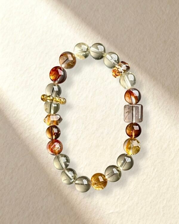 Golden Rutilated Quartz Citrine Yellow Hematoid Quartz Bracelet
