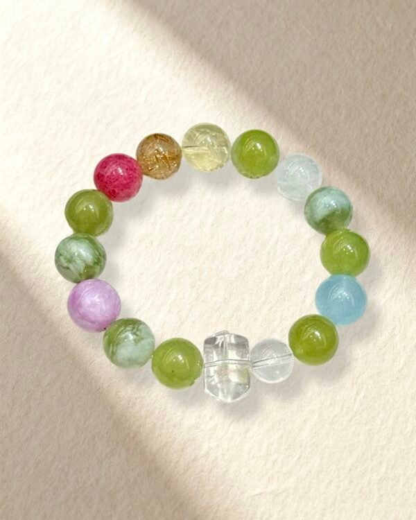 Spring Vibes Crystal Bracelet Jade Clear Quartz Aquamarine Bracelet