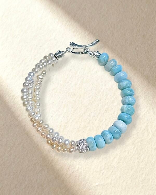 Pearl Larimar Bracelet