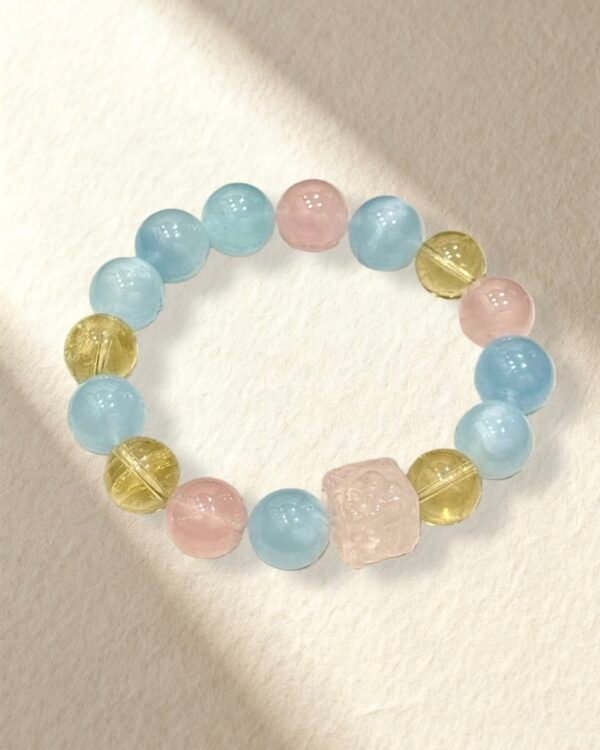 Cute Crystal Bracelet Aquamarine Rose Quartz Lemon Citrine Bracelet