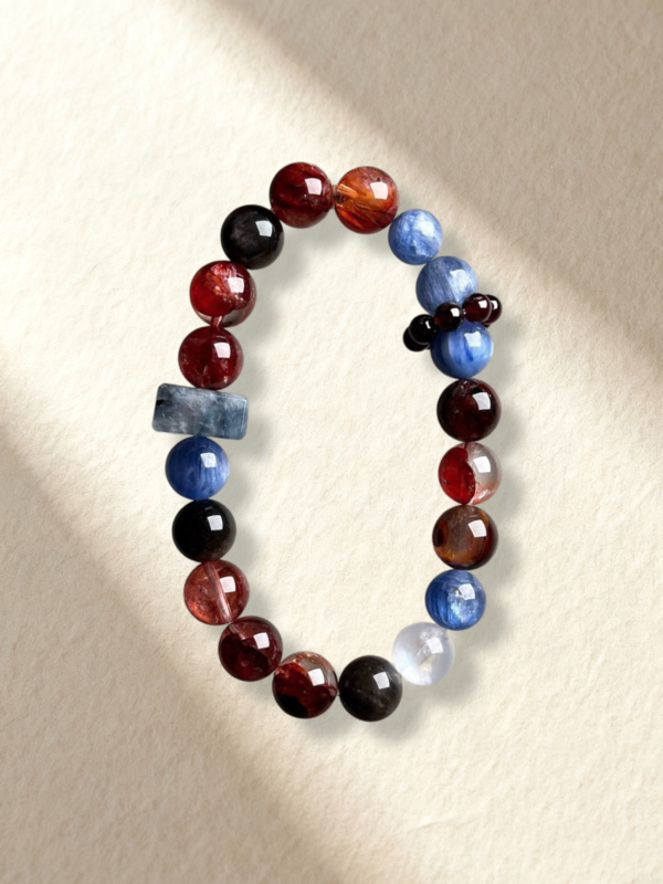 Kyanite and Red Hematoid Quart Bracelet