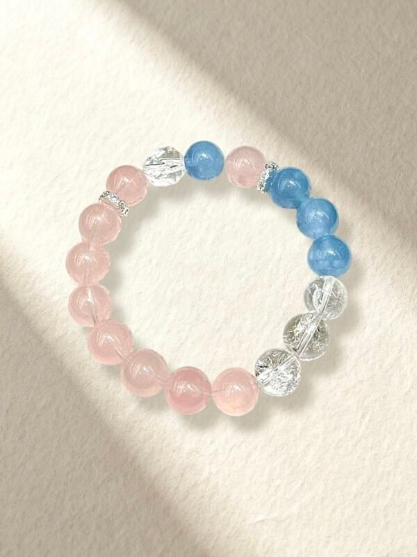 Rose Quartz Aquamarine Clear Quartz Bracelet